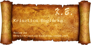 Krisztics Boglárka névjegykártya